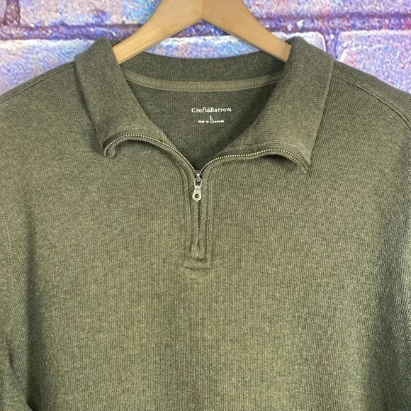 Croft & Borrow Sweatshirt Men’s Green Pullover Sweater - Picture 2 of 7